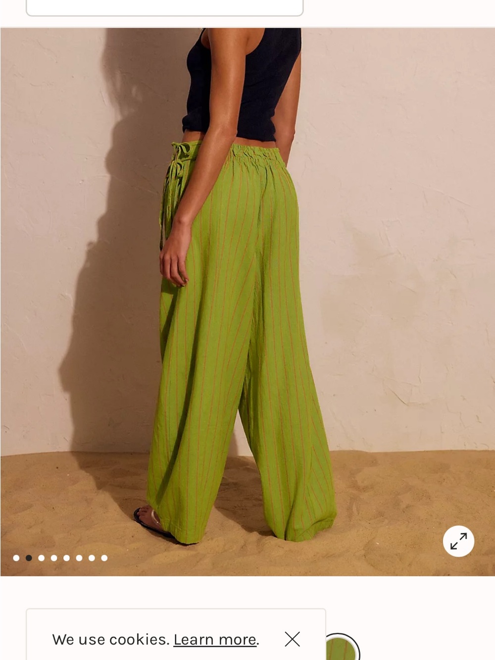 Free People Sun Dazed Cotton-Linen Wide Leg Striped Pants in Martini combo - Picture 2 of 8